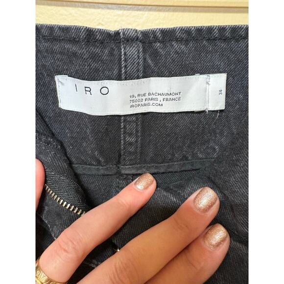 IRO Moryae Charcoal Belted High Waisted Pleated Paperback Denim Shorts - 34/XS/2 - Picture 9 of 9